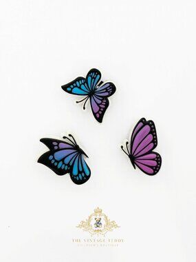 Pretty Kids Shoes Charms for Crocs Style Clogs Little Girls Butterflies Set of 3